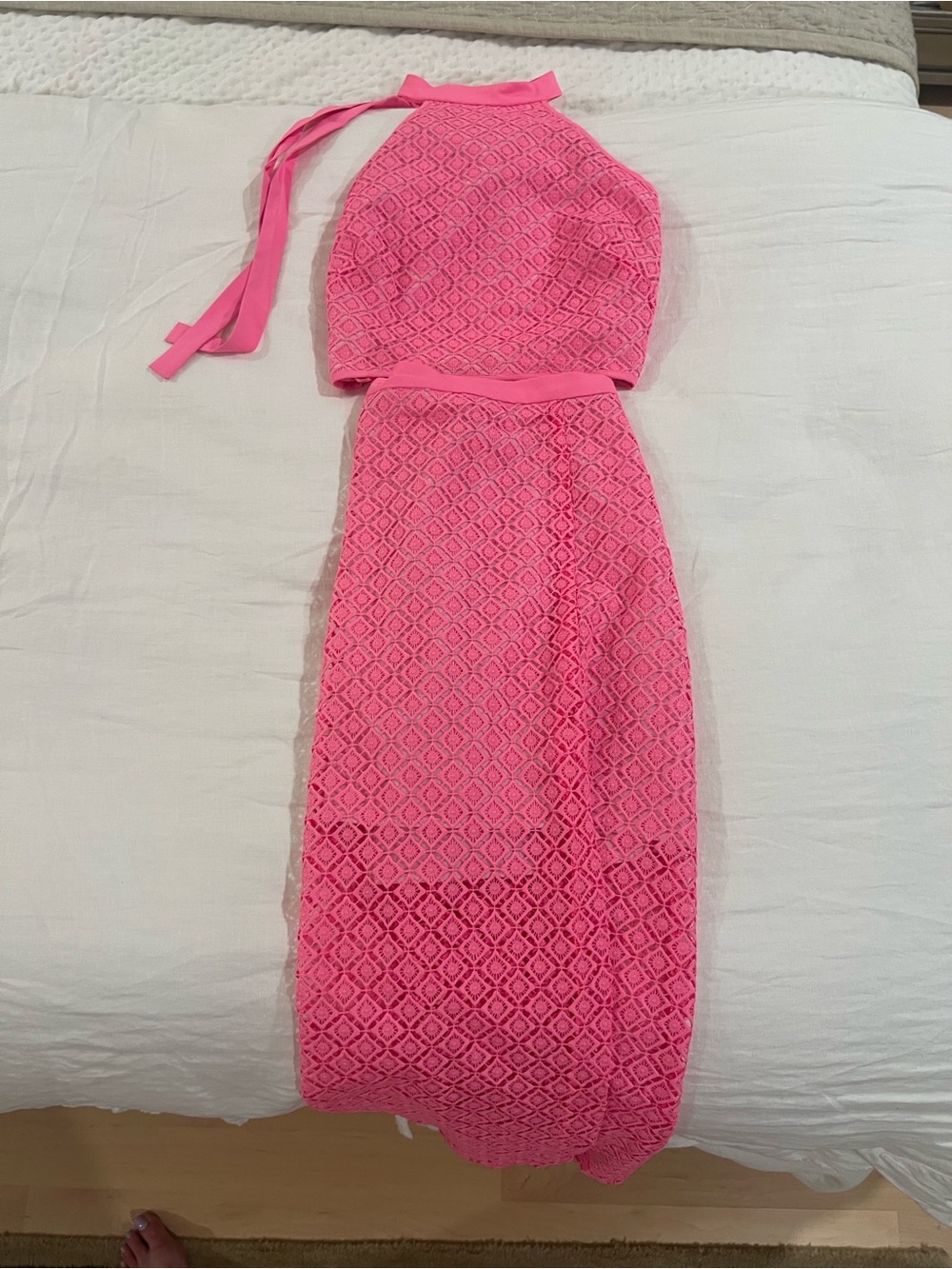 Amanda Uprichard Vibrant Pink Halter Two-Piece Dress